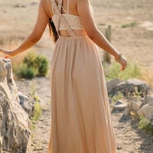 Gorgeous tan Maxi dress, brand new